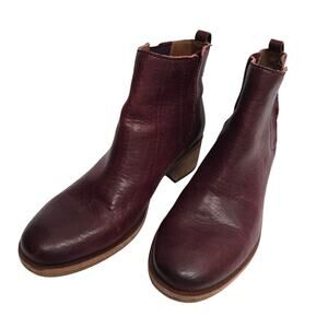 Kork-Ease Womens Leather Ankle Boots 8M Red Chestnut Block Heel BohoChic Western